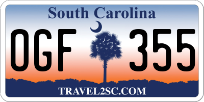 SC license plate OGF355