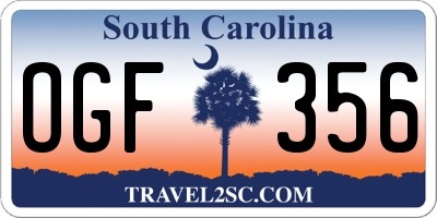 SC license plate OGF356