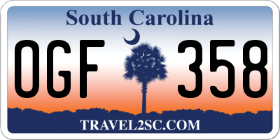 SC license plate OGF358