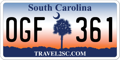 SC license plate OGF361