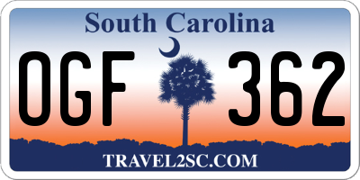 SC license plate OGF362