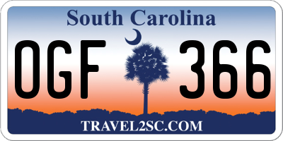 SC license plate OGF366