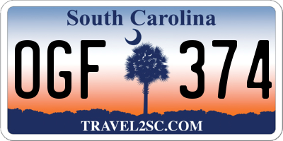 SC license plate OGF374