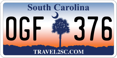 SC license plate OGF376