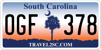 SC license plate OGF378