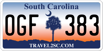 SC license plate OGF383