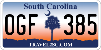 SC license plate OGF385