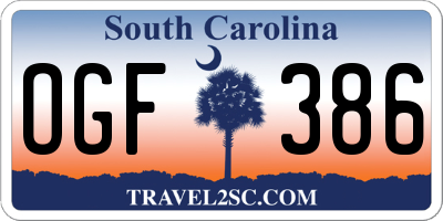 SC license plate OGF386