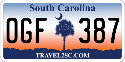 SC license plate OGF387