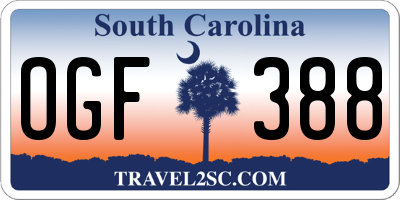 SC license plate OGF388