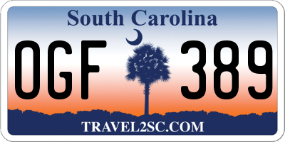 SC license plate OGF389