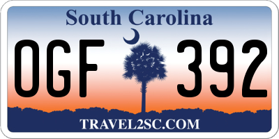 SC license plate OGF392