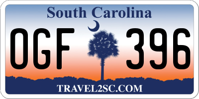 SC license plate OGF396