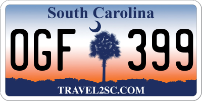 SC license plate OGF399