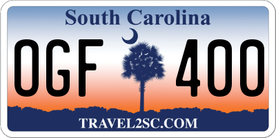 SC license plate OGF400