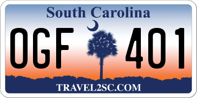 SC license plate OGF401