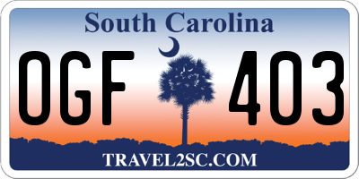 SC license plate OGF403