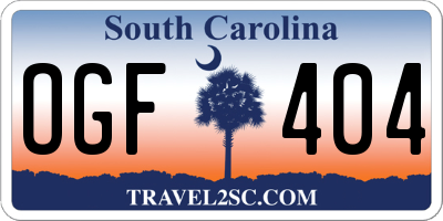 SC license plate OGF404