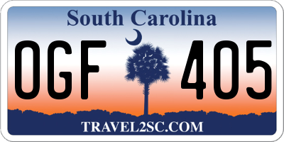 SC license plate OGF405