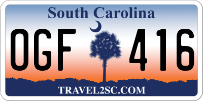 SC license plate OGF416