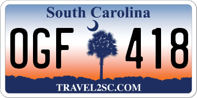 SC license plate OGF418