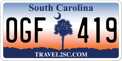 SC license plate OGF419