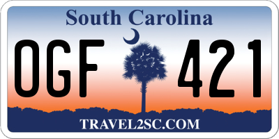 SC license plate OGF421