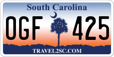 SC license plate OGF425