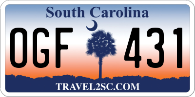SC license plate OGF431