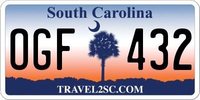 SC license plate OGF432