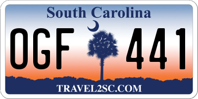 SC license plate OGF441