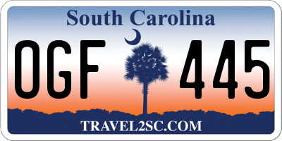 SC license plate OGF445