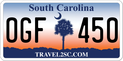 SC license plate OGF450