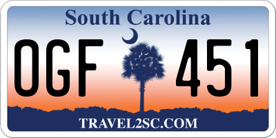 SC license plate OGF451