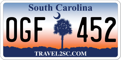 SC license plate OGF452