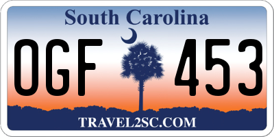 SC license plate OGF453