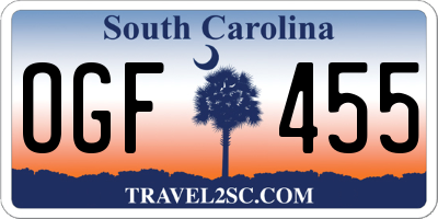SC license plate OGF455