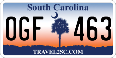 SC license plate OGF463