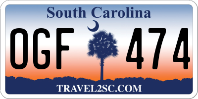 SC license plate OGF474