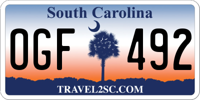 SC license plate OGF492