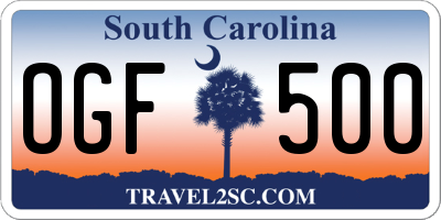 SC license plate OGF500