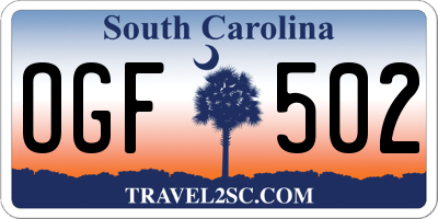 SC license plate OGF502