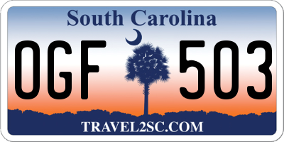 SC license plate OGF503