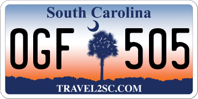 SC license plate OGF505