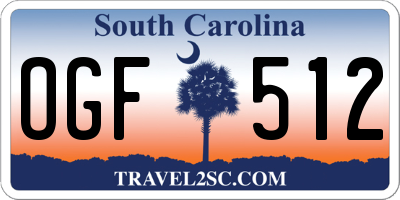 SC license plate OGF512