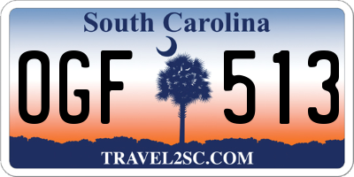 SC license plate OGF513