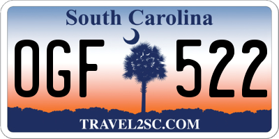 SC license plate OGF522