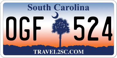SC license plate OGF524