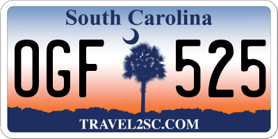 SC license plate OGF525