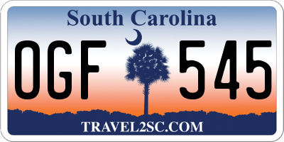 SC license plate OGF545